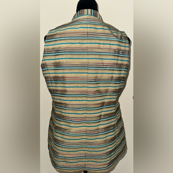 Evan Picone Long Multicolored Striped Button up Lined W/Pockets Vest -Sz 8 -NWOT - Picture 4 of 5